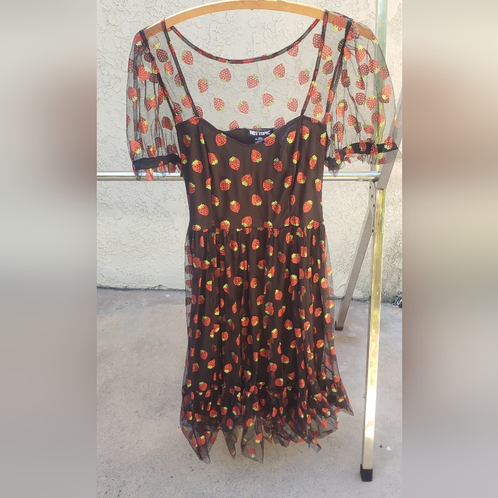 Hot Topic glitter strawberry pattern dress